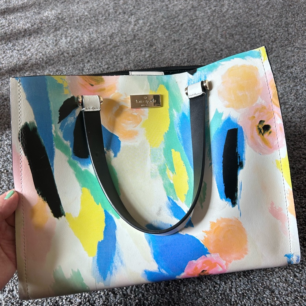 Kate Spade Blue and Yellow Artistic Tote